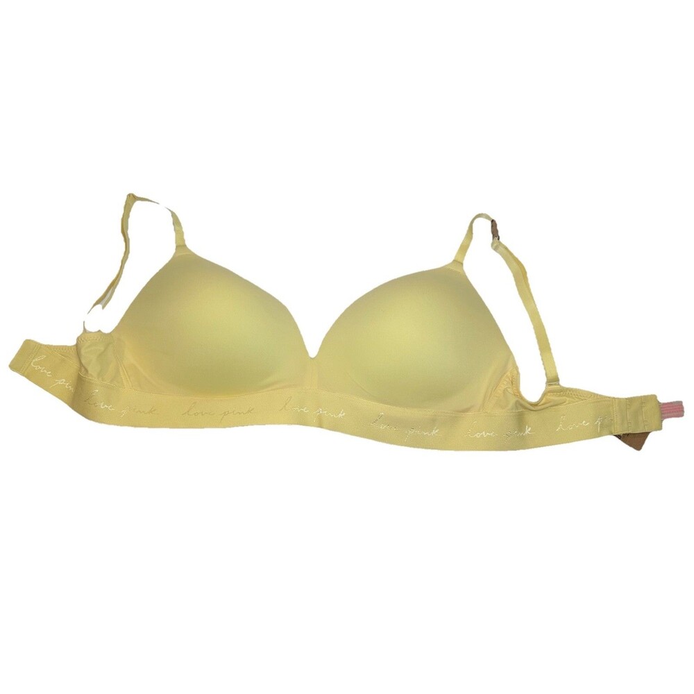 Victoria’s Secret PINK Wireless Push Up Bra 34DD Yellow NWT